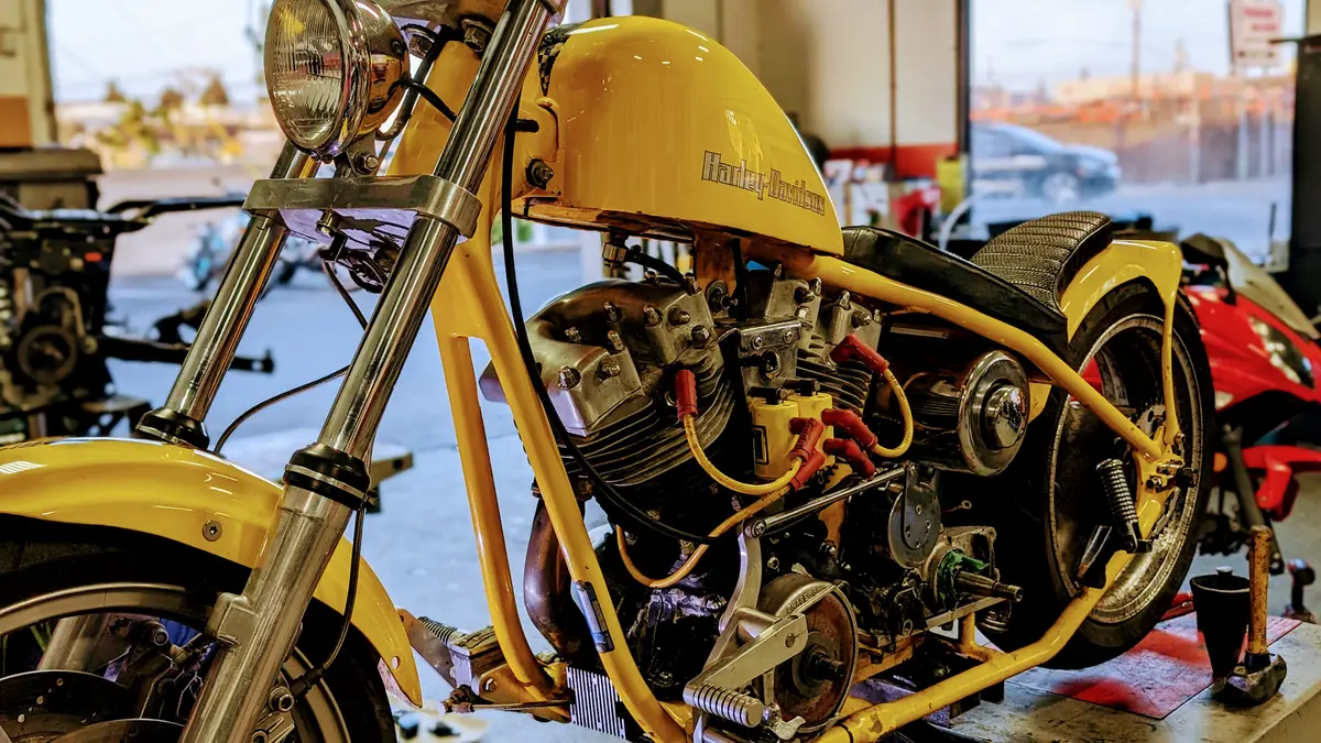 Vintage Harley-Davidson carburetor cleaning and rebuild at Motorcycle Tire Center Orange CA